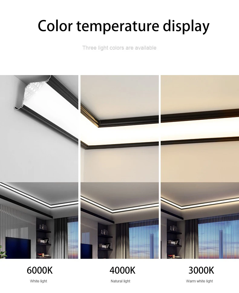 Led Aluminum Profile Light Top Corner Strip Gypsum Line Luminous Ceiling  Free Lamp Internal Channel Linear For Living Room Home