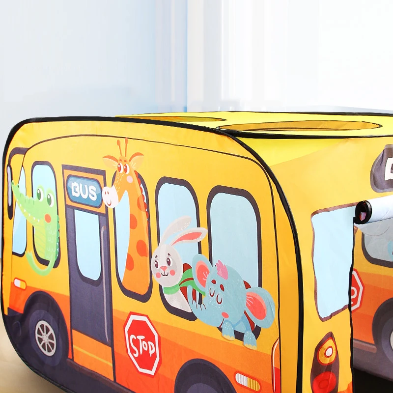 Children Indoor Car Tent Toys Playhouse Princess Boy Baby Game House Folding Ball Pool House Fire Truck Animals Bus Pattern 5