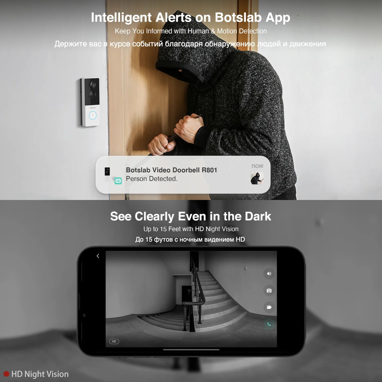 Sonnette vidéo sans fil pour maison intelligente, caméra de protection de sécurité, vision nocturne HDR, WiFi, 3MP, 360 P, Alexa, Google, R801, 1920