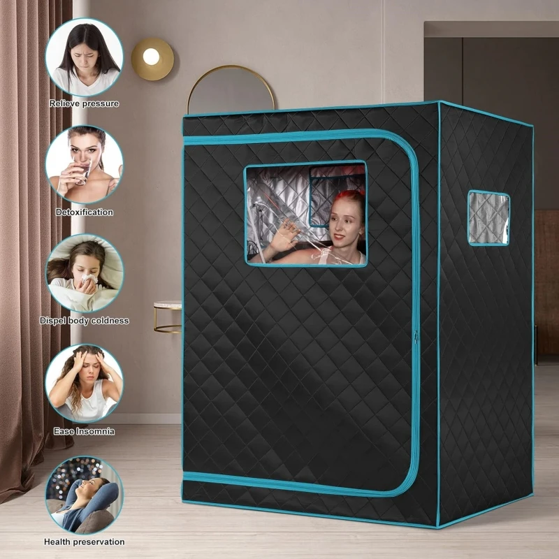 Far Infrared Sauna Home SPA with Time & Temperature Remote, Chairs, Light, Oversized 1 or 2 Person Privacy Indoor Saunas 3