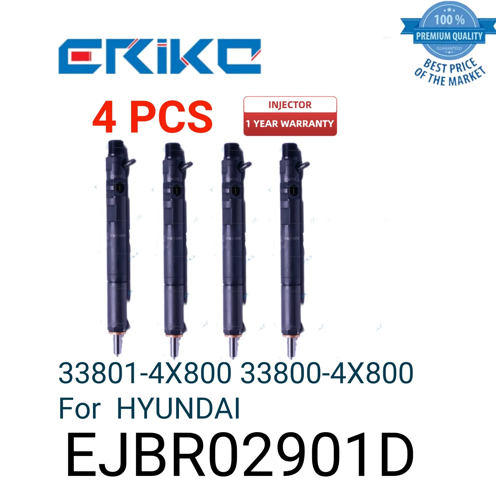 

4 PCS EJBR02901D Complete Injector EJBR 029 01D Diesel Fuel Injector EJBR 029 01D 33801-4X800 33800-4X800 fit for HYUNDAI