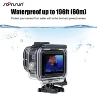 SOONSUN 60M Waterproof Housing Case for GoPro Hero 8 Black 2-Cold Shoe Slots Protective Underwater Diving Go Pro 8 Housing Shell 2