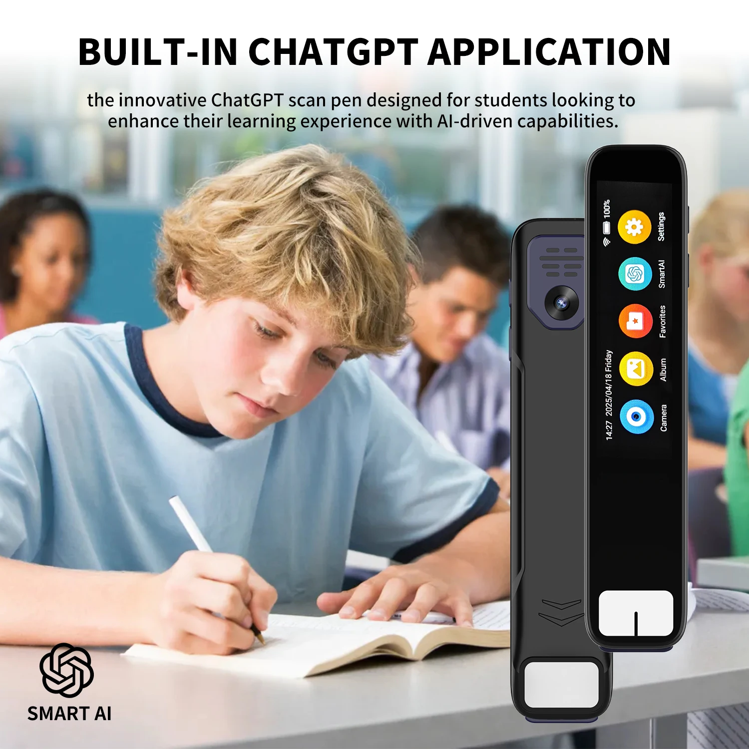 AI Smart Pen with ChatGPT integration Built-in ChatGPT integration scans questions and receives instant AI-generated answers 3