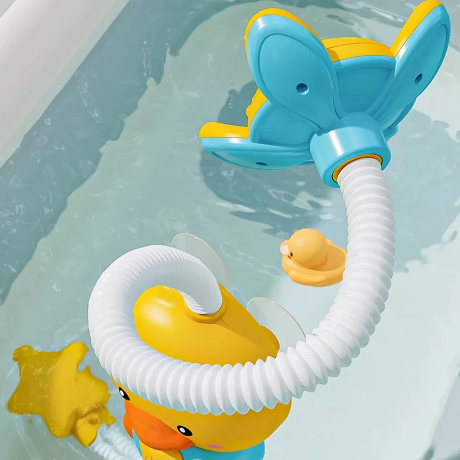Baby shower toy with water spray, duckling flower model, rotating faucet, electric shower, water spray, swimming, baby shower to 4
