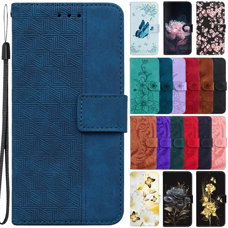 E13 Etui Per Motorola Moto E13 Custodia Per Motorola Moto E 13 E22 E32 Custodie Magnetic Geometric Textile Pattern Portafoglio Cover In Pelle