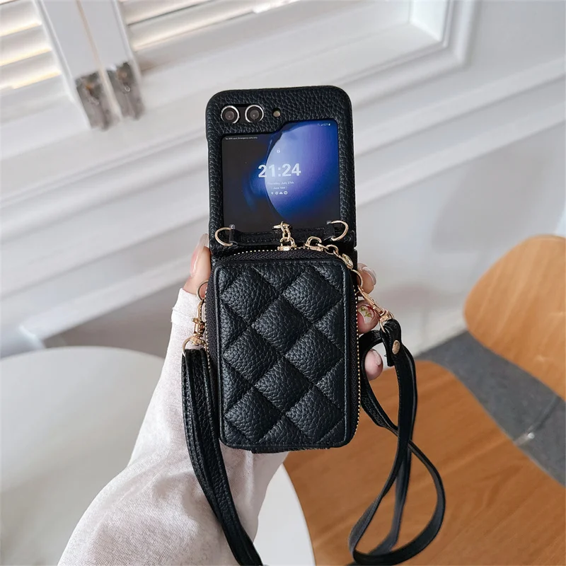 Luxury Crossbody Leather Phone Case with Zipper Wallet and Card Holder