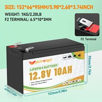 Batterie au Lithium LiFePO4 12V 10AH avec BMS 4000 + Cycles profonds batterie au Lithium Rechargeable pour détecteur de poisson lumière enfants voiture Camping 4