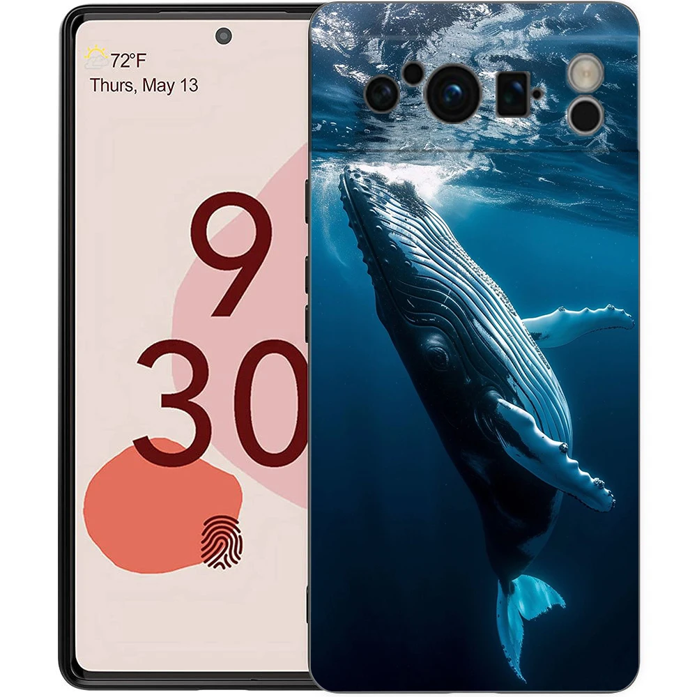 Ocean Whale Shark Swimming Soft Shockproof TPU Black Phone Case