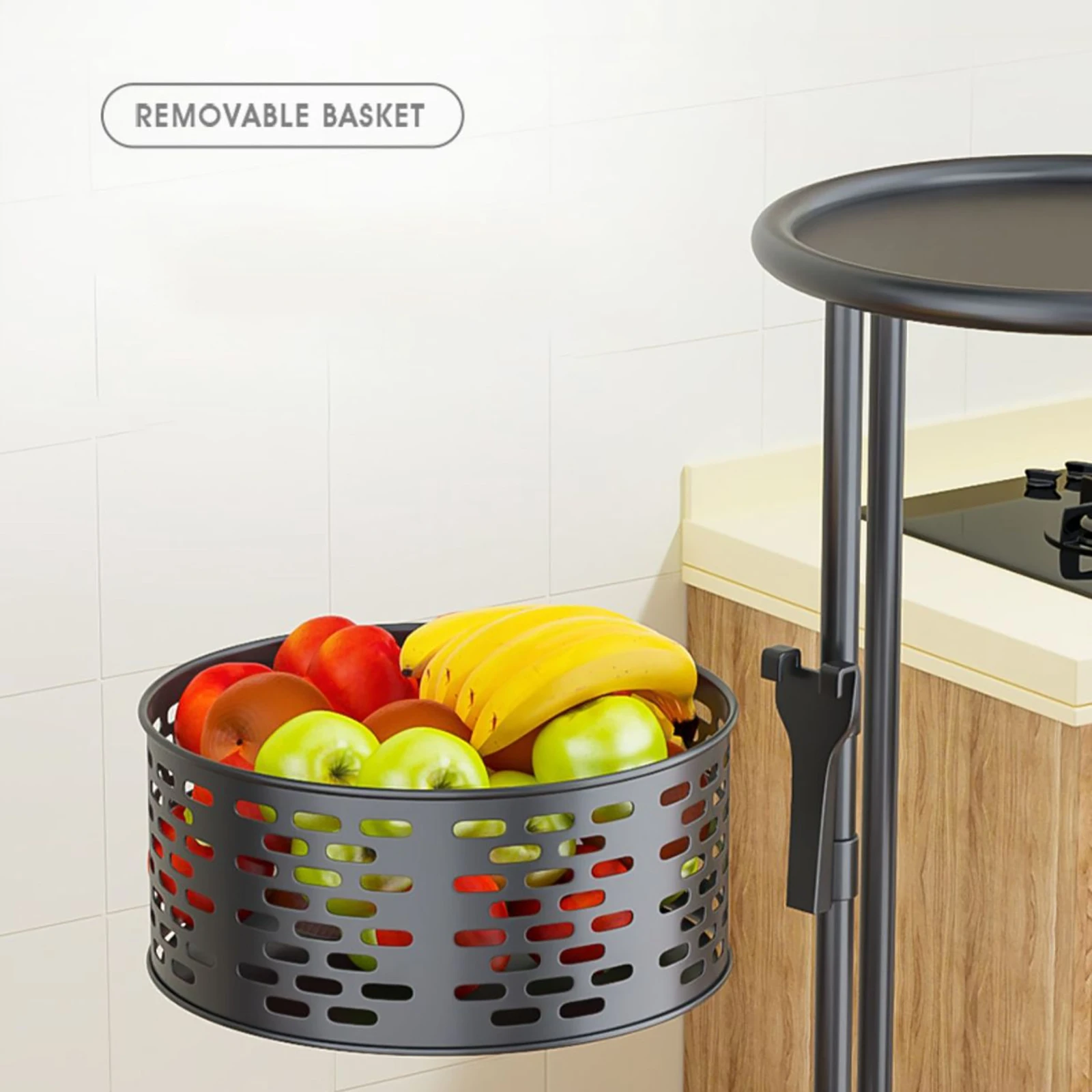 Kitchen Movable Rotating Shelf With Wheels Fruit Vegetable Seasoning Storage Rack Detachable Mesh Basket Home Kitchen - 2 Layer 13 Kitchen Movable Rotating Shelf With Wheels Fruit Vegetable Seasoning Storage Rack Detachable Mesh Basket Home Kitchen - 2 Layer