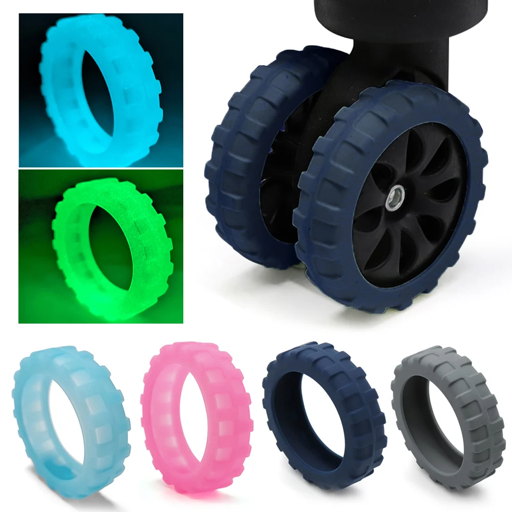 

8pcs Silicone Suitcase Wheels Cover Protector Travel Luggage Caster Shoes Reduce Noise Trolley Box Casters Case Glow At Night