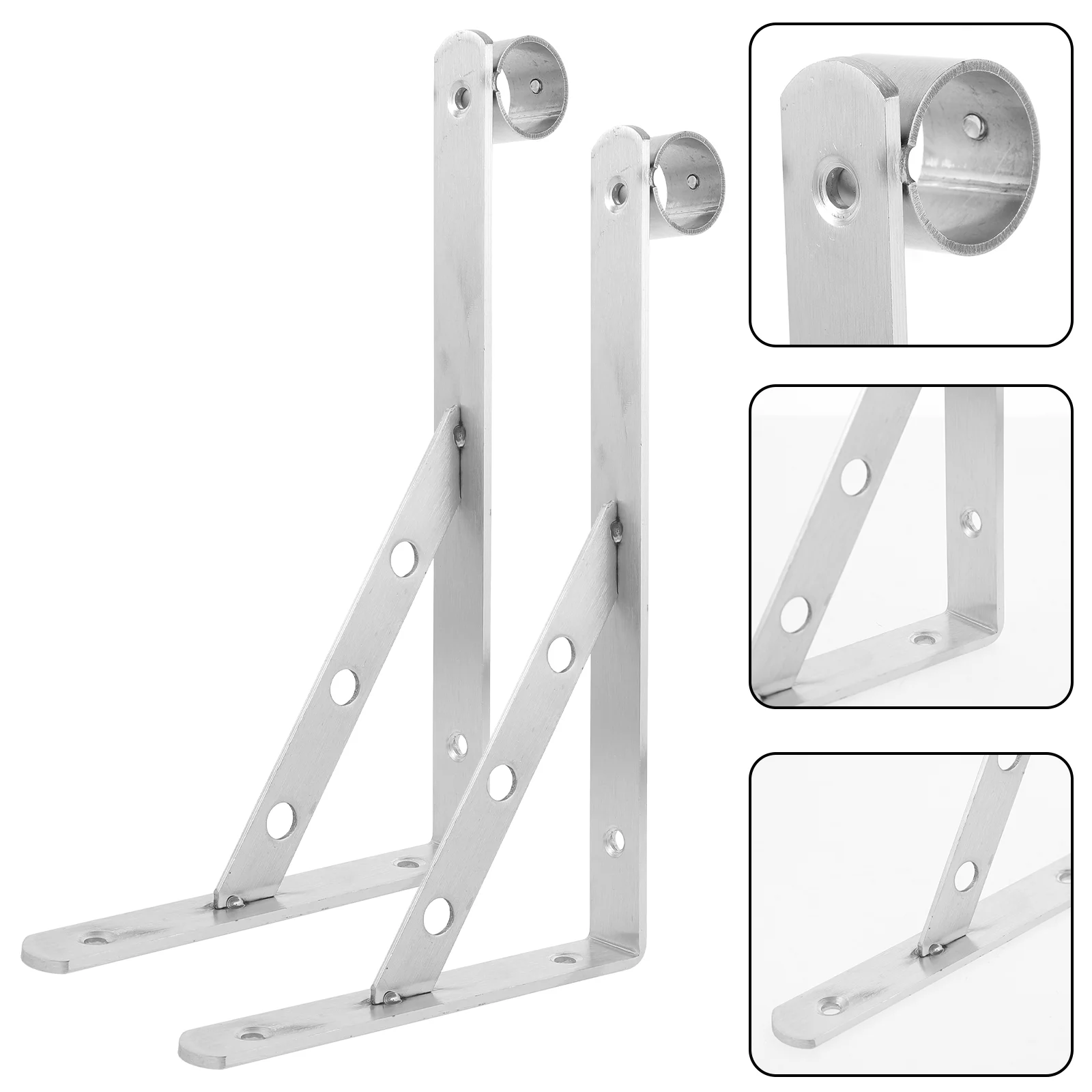 

Clothes Rail Closet Bar Holder Rod Bracket Support Blind Curtain Hooks for Curtains Wall Clothesline Pole Brackets Rods