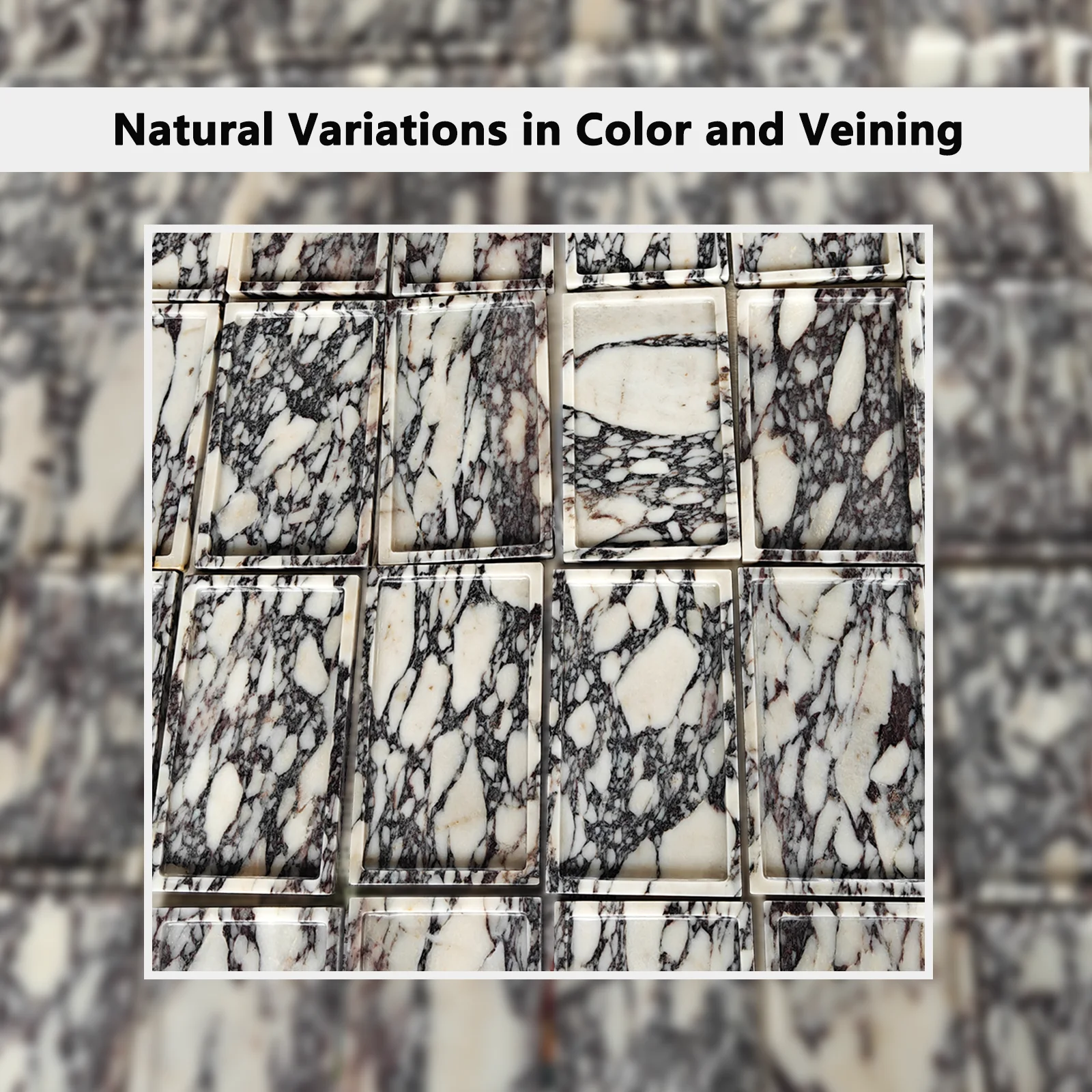 Natural Marble Vanity Tray 10"x6", Genuine Calacatta Viola Marble Stone Tray for Bathroom/Kitchen/Dresser 6