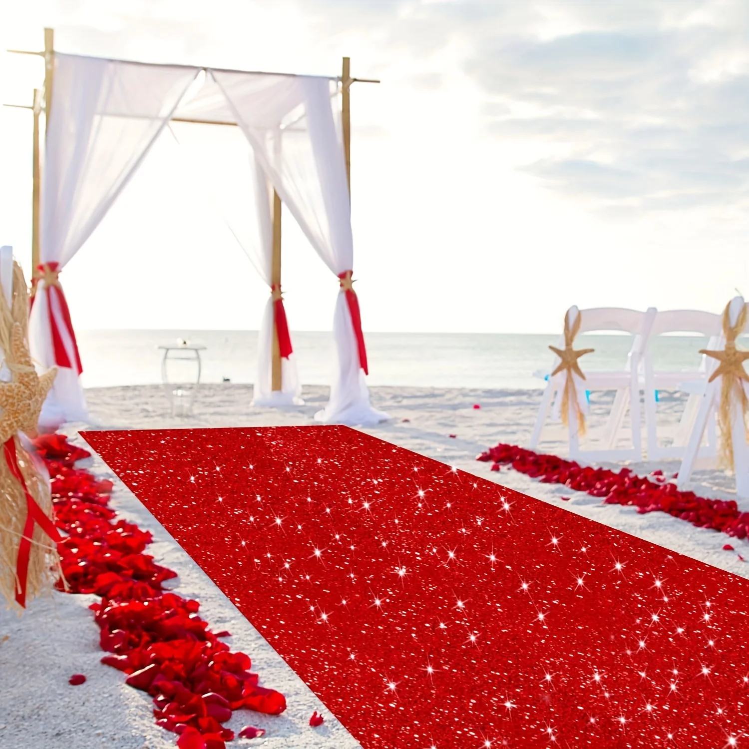 Corridor Wedding Accessories Sparkling Red Carpet For Stairs Repeated Displays Indoor Outdoor Ceremony Decoration