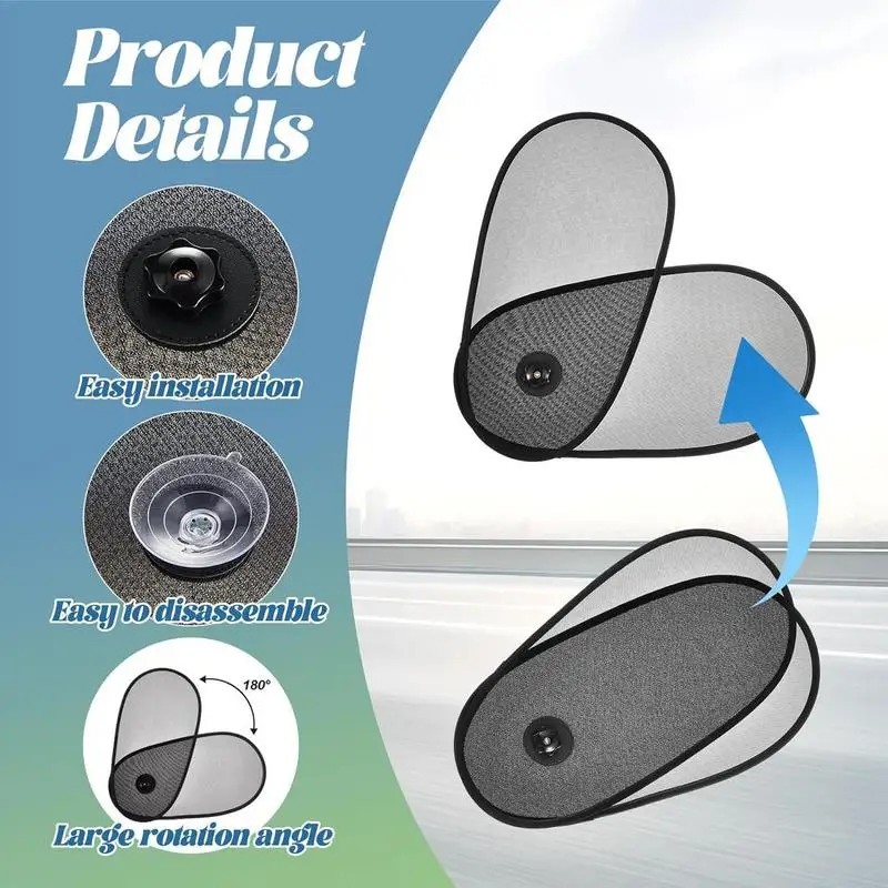 Car Window Shade Side Auto Window Sunshades Sun Shade Blocker Adjustable Rotation Sun Shade Glare Shield And UV Rays Protection