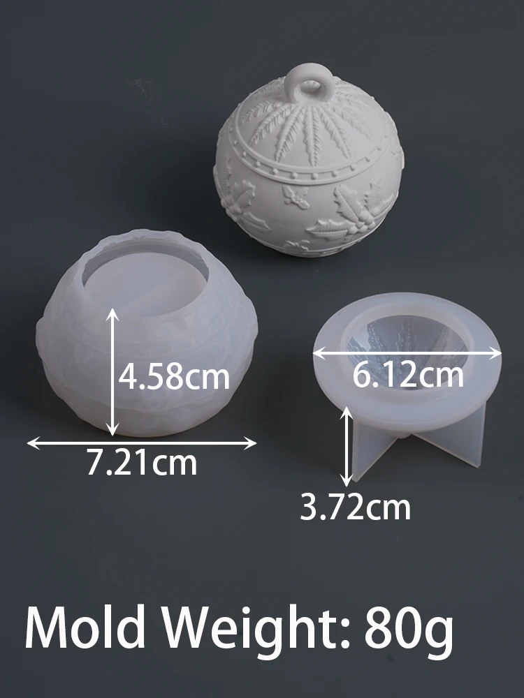 Runde Weihnachtsglas-Silikonform zum Selbermachen, handgefertigt, Relief, Beere, Schneeflocke, Duftkerze, Glas, Geschenkbox, Gips, Bastelform, Heimdekoration