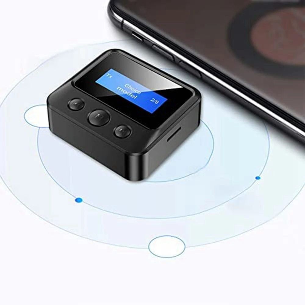 LCD 디스플레이 블루투스 5.0 오디오 리시버 송신기 어댑터, 삽입 TF 카드, MP3 플레이어, 핸즈프리 통화 리시버