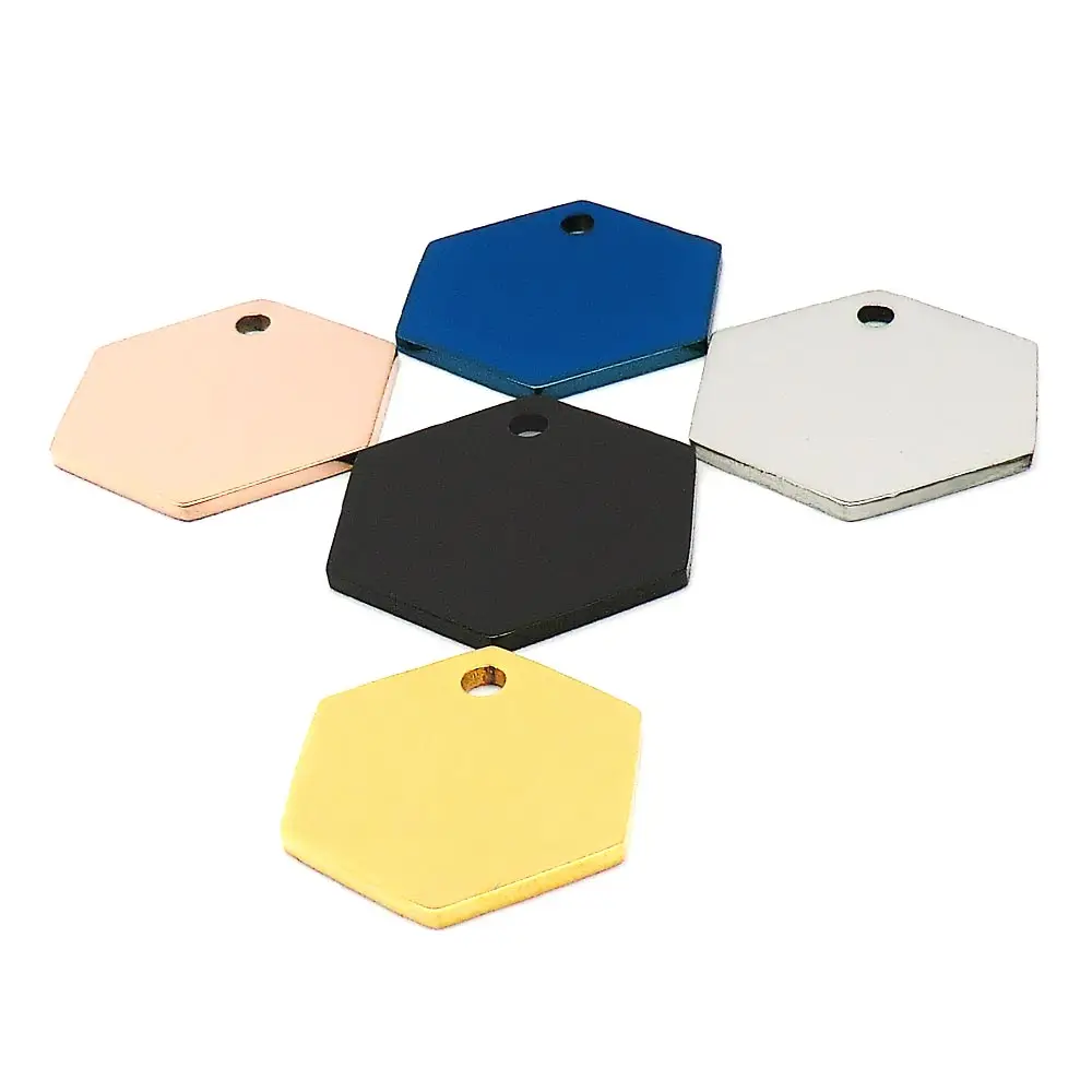 

Custom 20Pcs Pet Dog ID Tag Hexagon Stainless Steel Personalized Engraving Nameplate Cat Puppy Collar Accessories