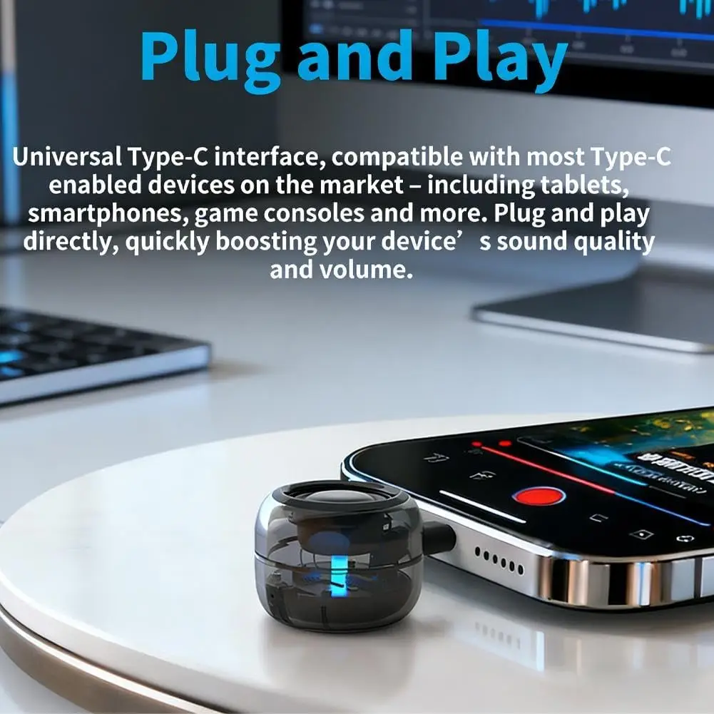 Portable Speaker Amplifier,Universal Type-C Sound Box Type-C Plug in Mobile Phone Amplifier,for Smartphone Tablet Notebook - 6