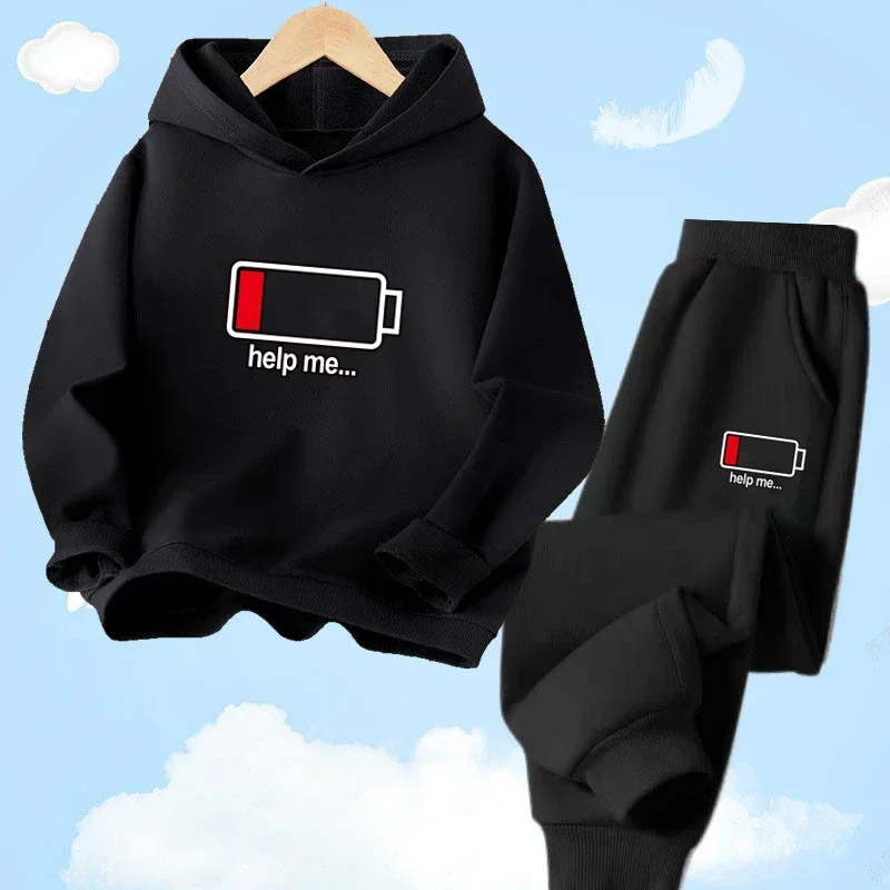 thumbnail image 1 of Conjunto de chándal de dos piezas para adolescentes de 2 a 13 años, sudadera con capucha y pantalones de chándal para primavera y otoño, ropa para niños, trajes deportivos, 1 of 5