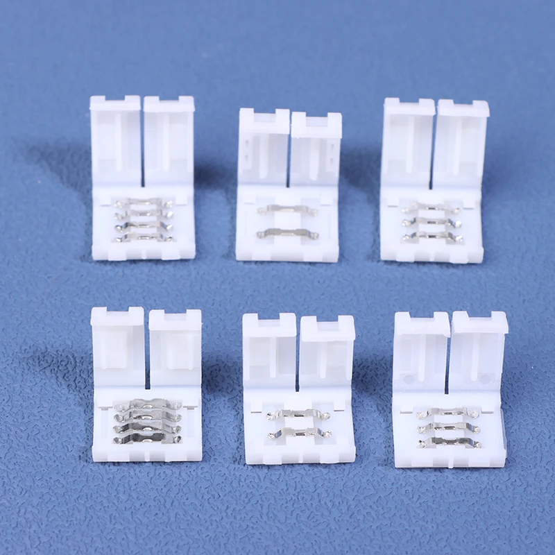 LED Strip Connector 10Pcs 8MM 10MM 2Pin 3Pin 4Pin 3528 5050 RGB Single Color Solderless PCB Board Wire Free Welding