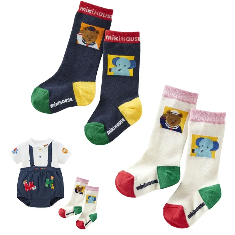 

Children's Socks Spring New Boys Cartoon Bear Letter Color Block Socks Baby AB Socks