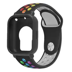 Two - Tone Breathable Sports Silicone Band with Soft Hollow Protector for Redmi Watch 5 Lite (Black Color - B)