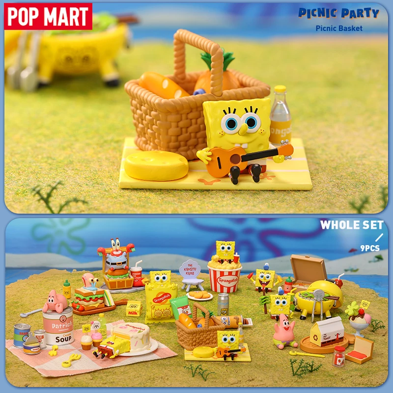 

POP MART SpongeBob Picnic Party Series World Blind Box Toys Kawaii Doll Action Figure Birthday Gift Kid Model Toy Mystery Box