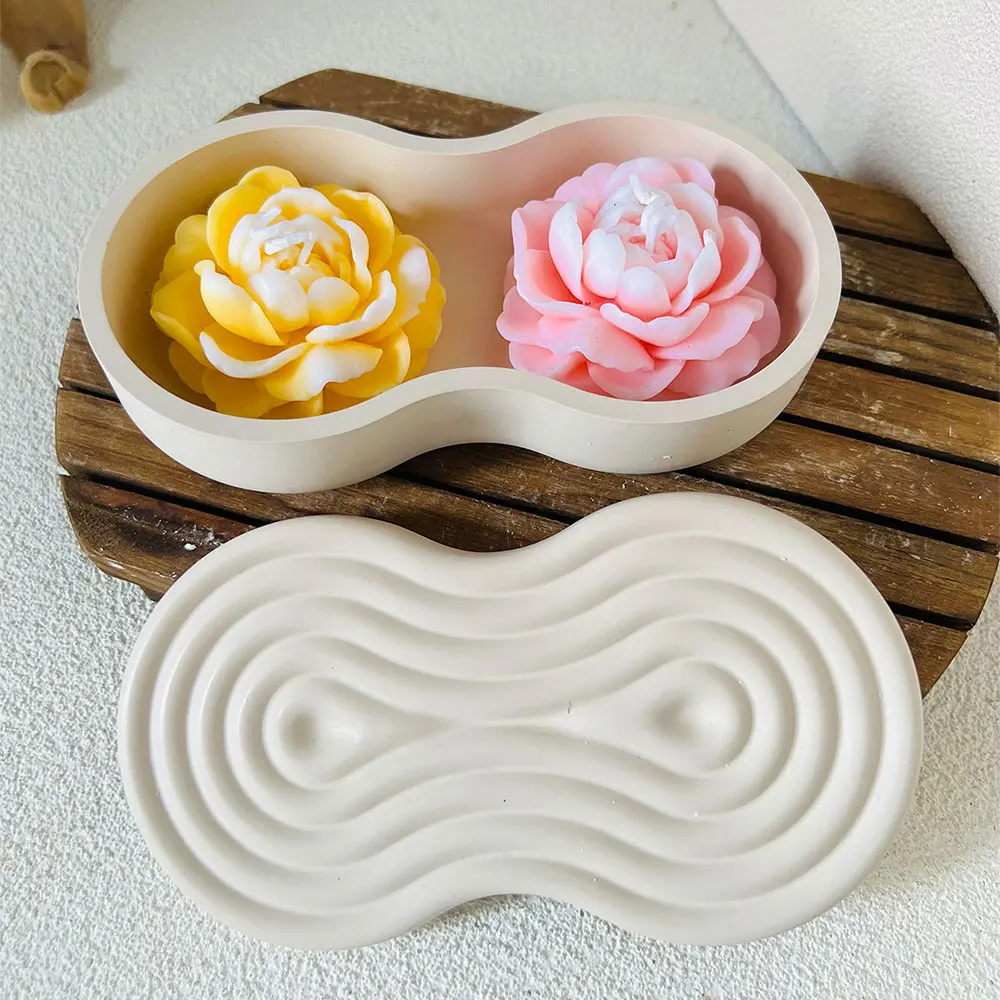 1pc Ring Cement Candle Jar Concrete Mold Flower Pot Pen Holder Epoxy Resin Silicone Mold Round Storage Box Mold