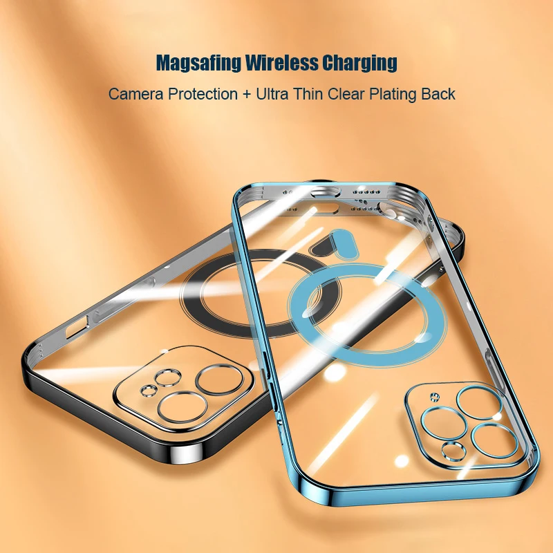Силиконовый Магнитный чехол Magsafing для iPhone 12 13 11 Pro Max 11Pro 13Pro прозрачный