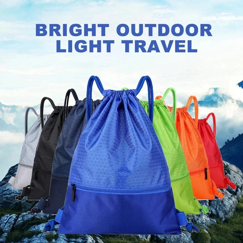 Outdoor Sports Drawstring Pocket Simple Backpack Men's and Women's Fitness Backpack Lightweight Basketball Bag Oxford Zipper Bag 3