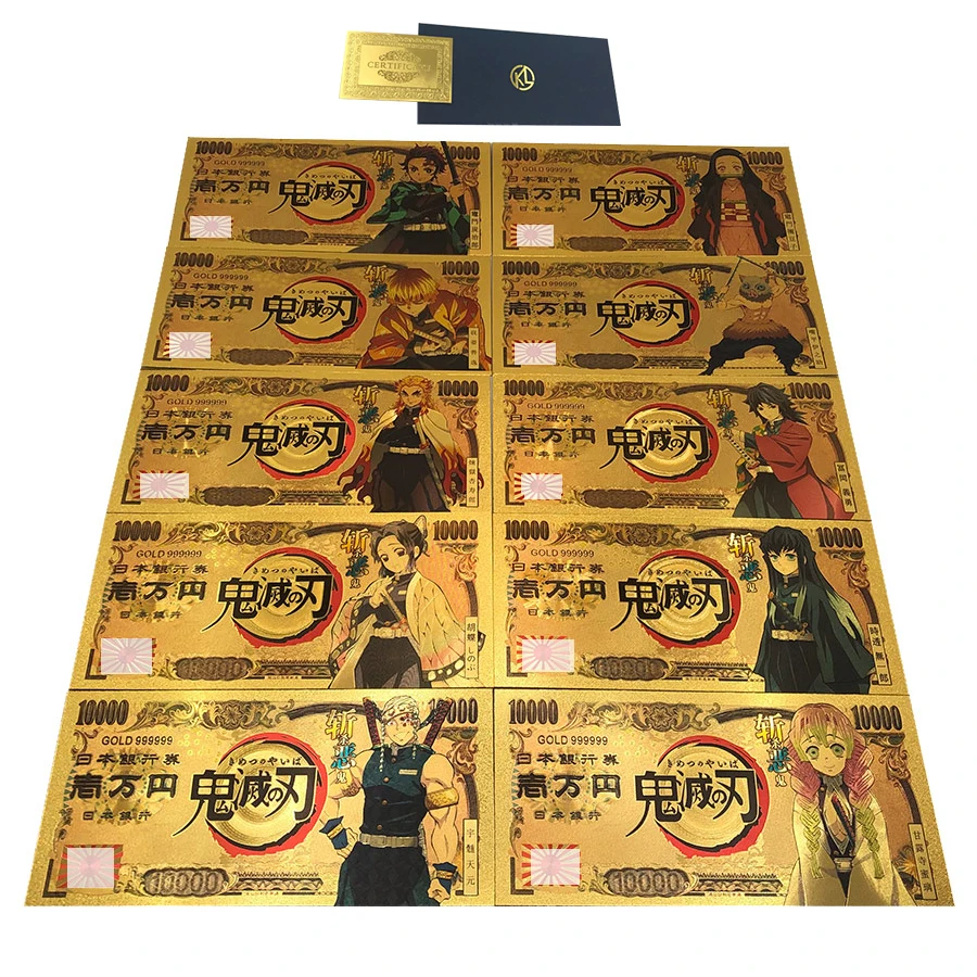 

20 types Anime Demon Slayer Kamado Tanjirou Action Figure Agatsuma Zenitsu Nezuko Prop Gold Banknote Coin for fan christmas gift