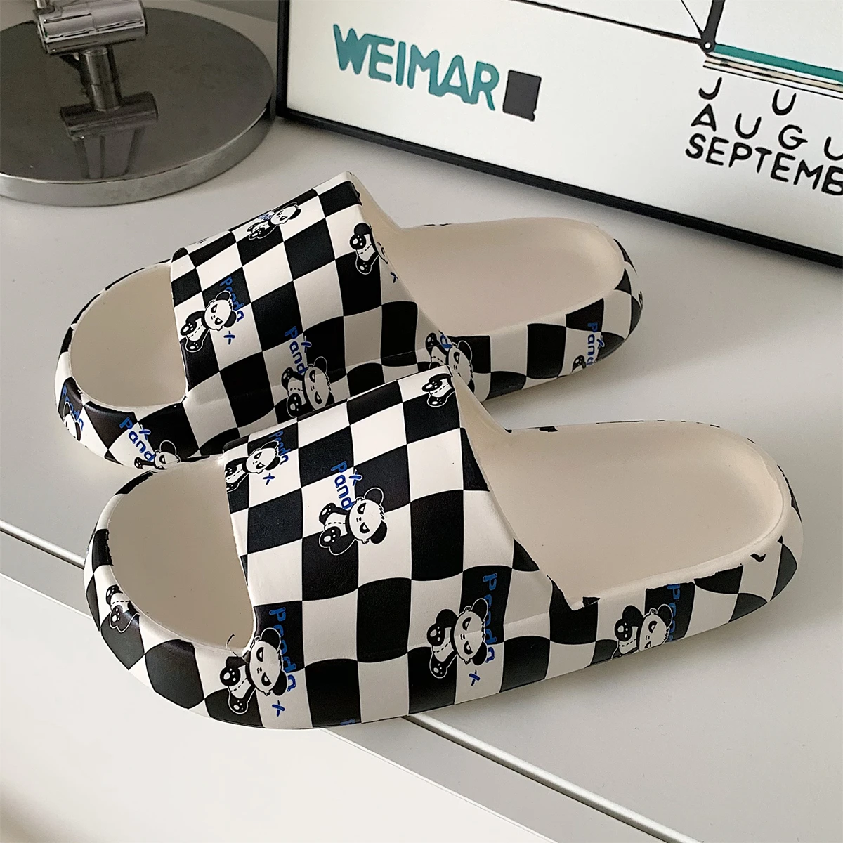 

Cartoon Cute Panda Slipper Women Thick Platform House Slippers Summer Beach Slide Sandals Ladies Indoor Bathroom Anti-slip Shoes