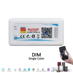 Smart LED Strip Controller with AI Voice and Music Sync - RGB, CCT, and Single Color Dimmer (WiFi, Tuya, APP Controlled) (DIM)