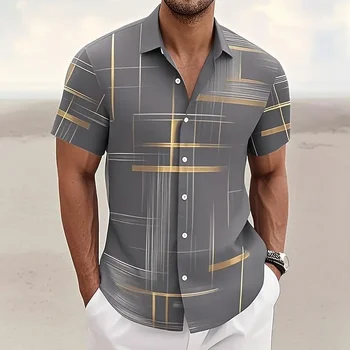 Men’s Geometric Plaid Shirt 1