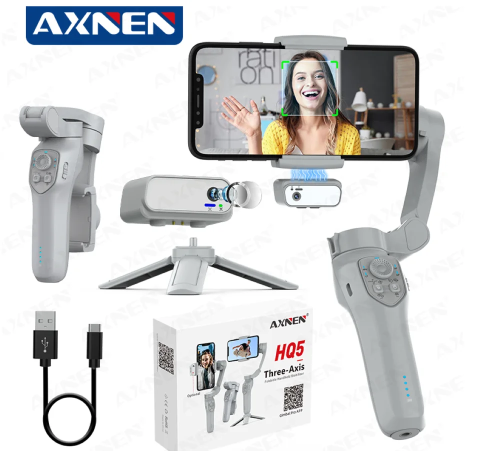 AXNEN AI Smartphone Gimbal 3-Axis Foldable Follow Focus
