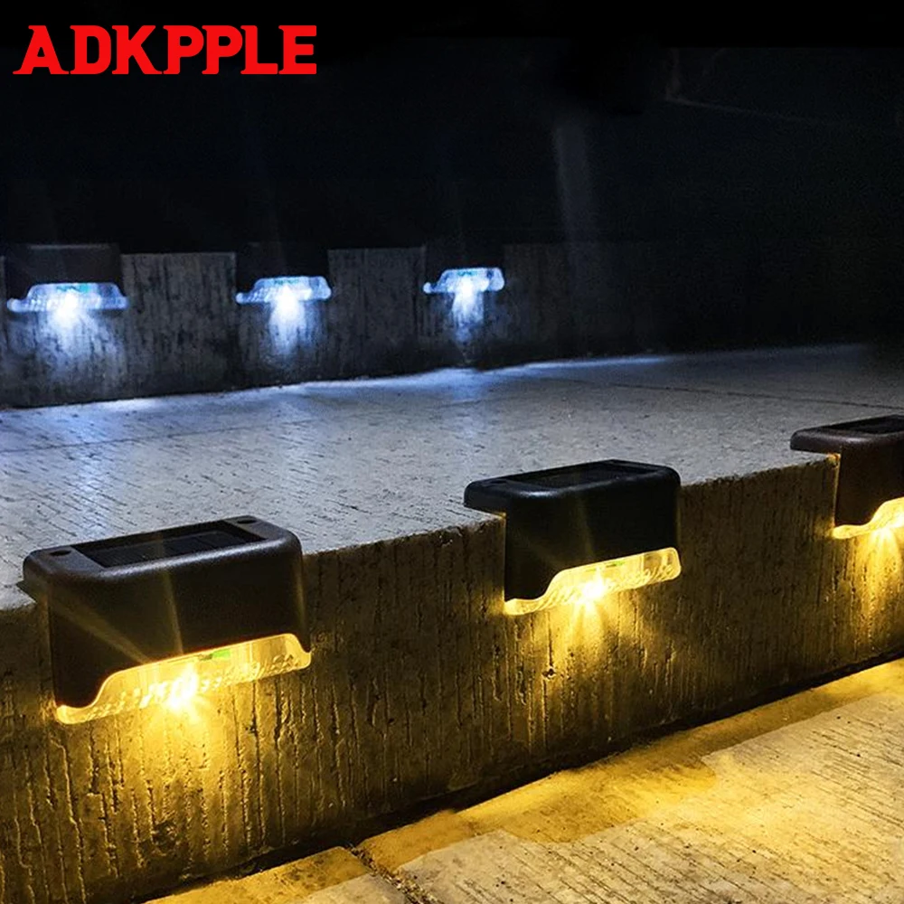 

8/4PCS LED Solar Stair Lamp Outdoor Fence Light IP55 Waterproof Garden Lights Pathway Yard Patio Steps Lamps Solar Night Light
