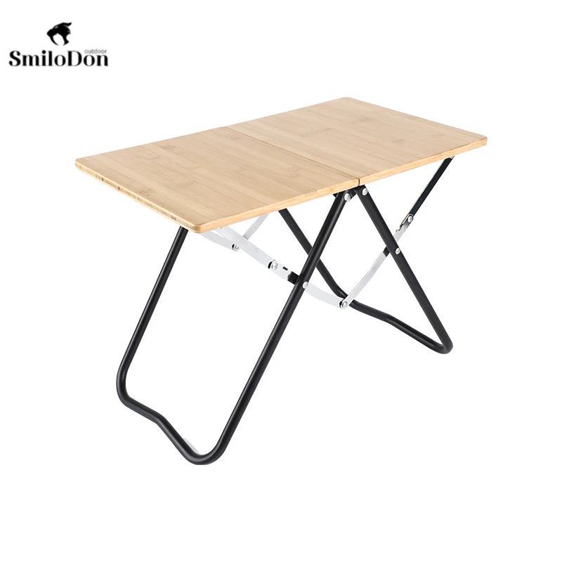 

SmiloDon camping folding table portable picnic camping table and chairs barbecue table bamboo surface small outdoor picnic