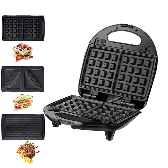 Waffle and Pancake Maker Automatic 3in1 Breakfast Machine Toaster 2 Slice  Bread Toaster Non Stick Pan Multipurpose Cookware EU - AliExpress