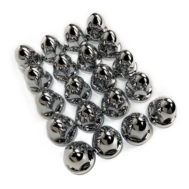 60-Piece 33mm Semi Truck Lug Nut Covers - ABS Chrome Anti-Rust Push-On Caps