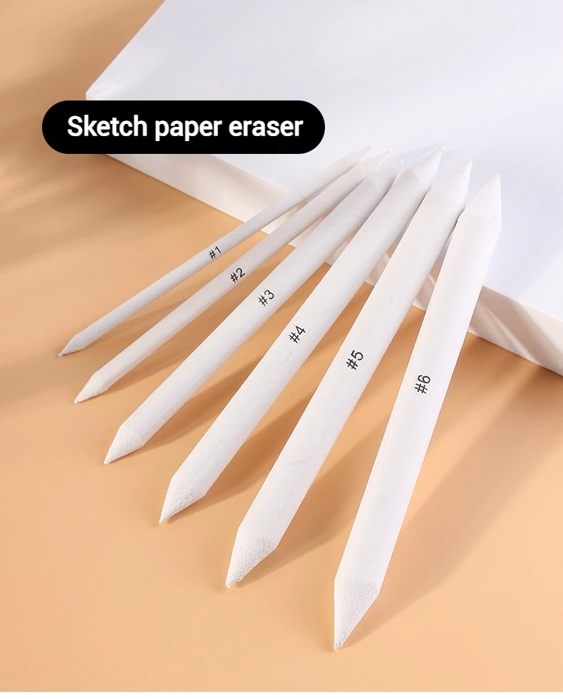 Doppelköpfiger Korrekturstift, Malerei, einfarbige Malerei, einfarbige Skizze, Korrekturpinsel, 6 Stück/Set, neuer Papierradiergummi – Detail 1