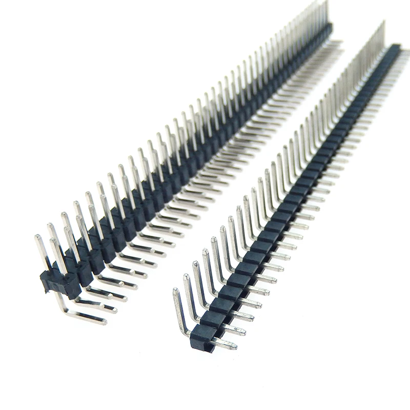 10pcs 1x40 2X40 40Pin 80PIN 2.54mm right Angle single row Pin head male 90 degree Pin connector Double row pin