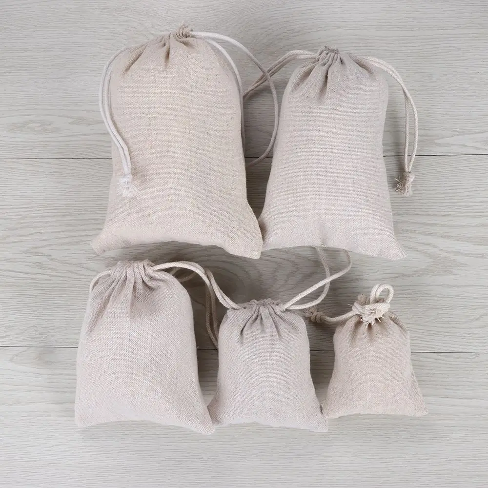 Linen Drawstring Pouch Jute Gift Bags for Wedding Favors