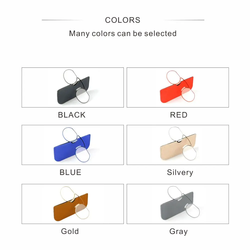 Reading Glasses for Men and Women Clip Nose Portable with Out Temple Presbyopic Glasses Oval Metal High Quality with Case