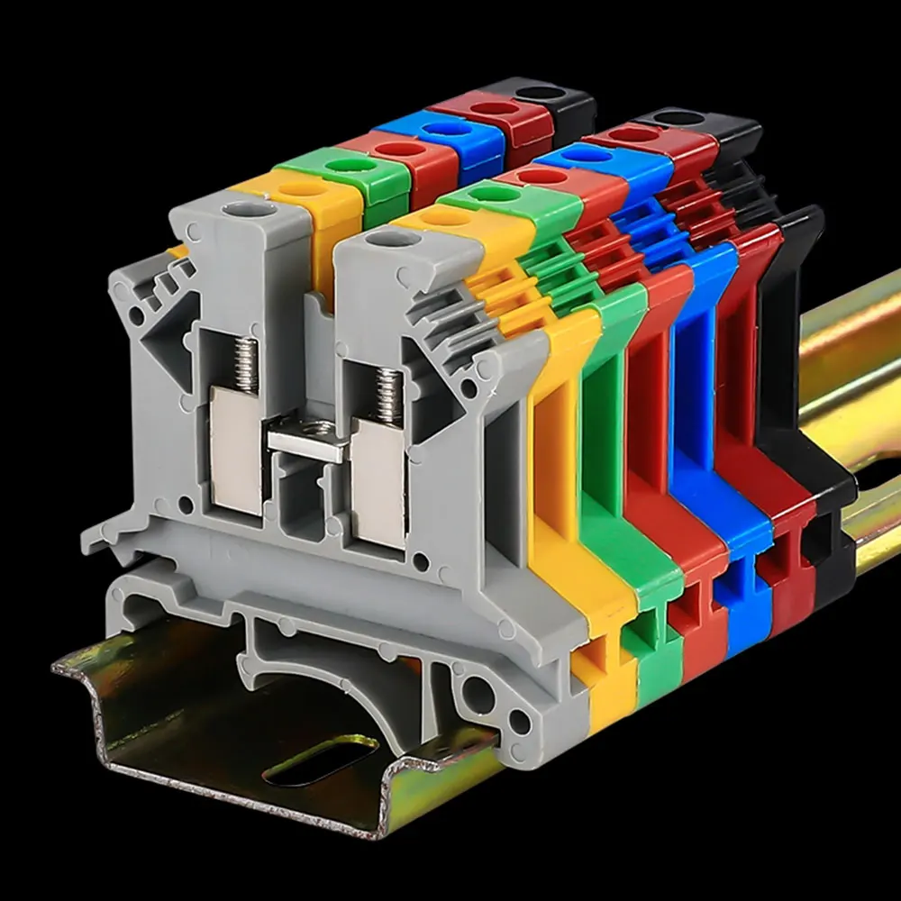 Din Rail Terminal Block Wire Connectors 4PCS Terminal Connector UK-1.5/2.5/3/5/10 Wire Electrical Screw Cable Din Rail Terminal Blocks Strip Power Distribution Eletrico