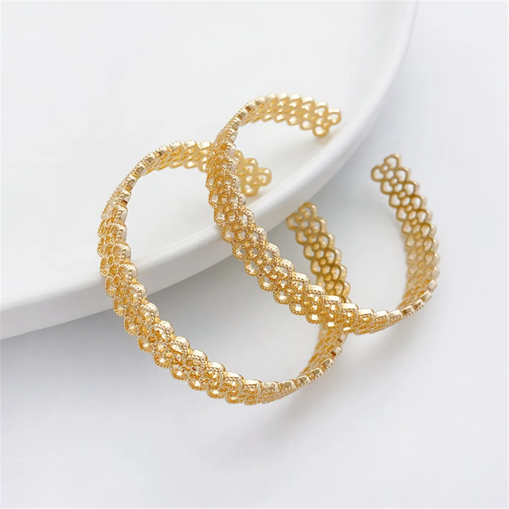 

1PCS 14K Bag Gold Color Flower shaped Bracelet Ring Half Round Bracelet DIY Handmade Jewelry Basic Accessories Materials