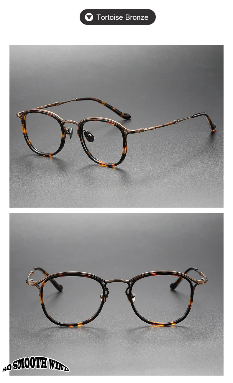 Japanische Handmade Gläser Rahmen Retro Oval Titan Acetat Brillen Dünne Männer Frauen Brillen Lesen Myopie Rezept Objektiv – Detail 13