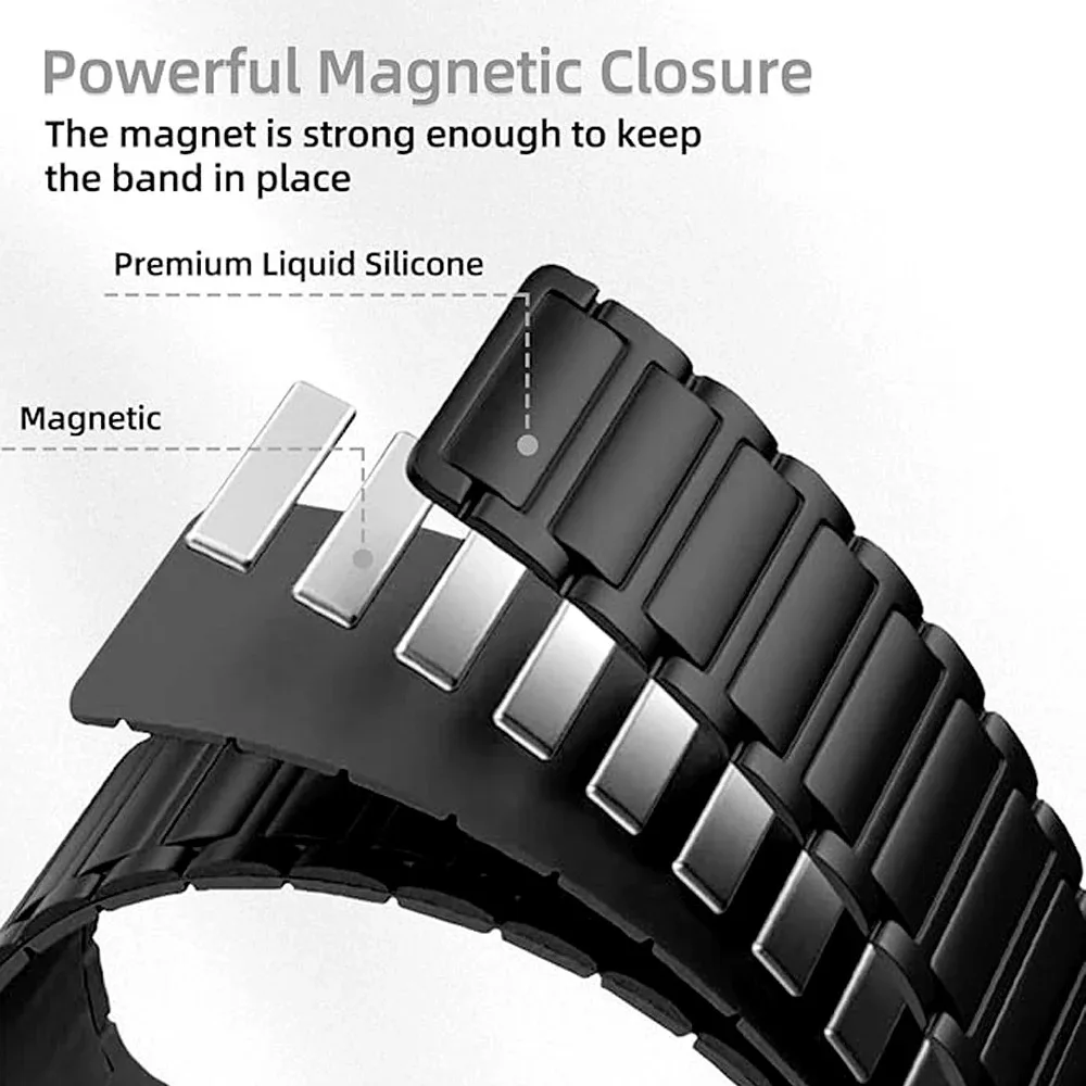Magnetic Silicone Strap - 20mm/22mm, Universal Smartwatch Band Replacement Bracelet