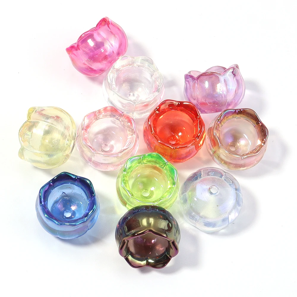 Elegant Lily of the Valley Transparent Acrylic Flower Beads - Set of 10