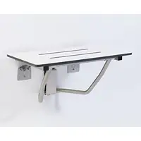 White Phenolic Folding Shower Seat Stainless Steel Frame Water Drainage ADA Compliant Support 400lbs 2