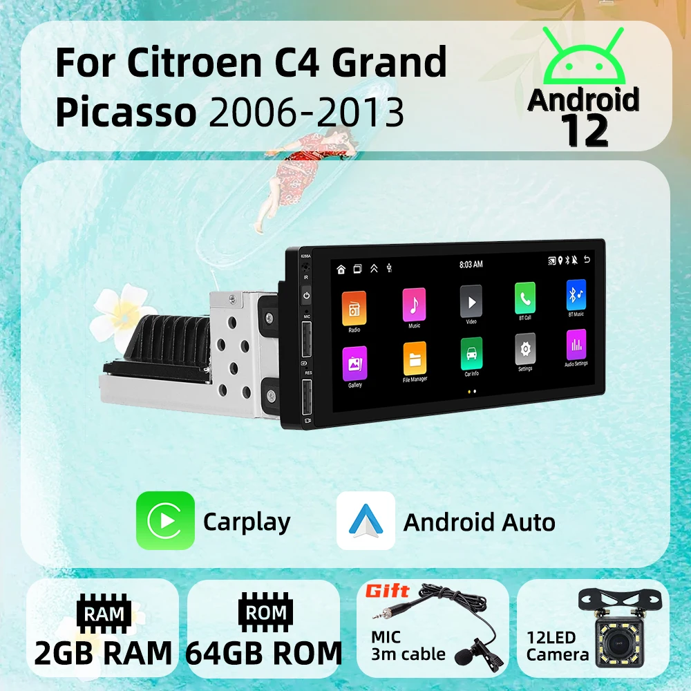 

1 Din Android Radio for Citroen C4 Grand Picasso 2006-2013 Carplay Autoradio Android Auto Stereo Car Multimedia Head Unit BT GPS